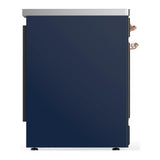 ILVE UMIB30QNR3MBP Majestic III 30 inch Induction Range with 4 Elements, 4 cu. ft. Oven Capacity (Solid Door, Midnight Blue, Copper)