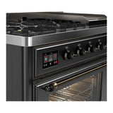 ILVE UM48FNR3MGBLP Majestic III 48 inch Dual Fuel Range with 8 Burners and Griddle, Dual Function Burner up to 25,000 BTU (Liquid Propane, Triple Glass Door, Graphite Matte, Burnished)