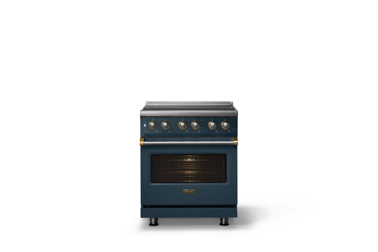 30"W. Induction Range (Finish: Squall, Trim: Brushed Brass)