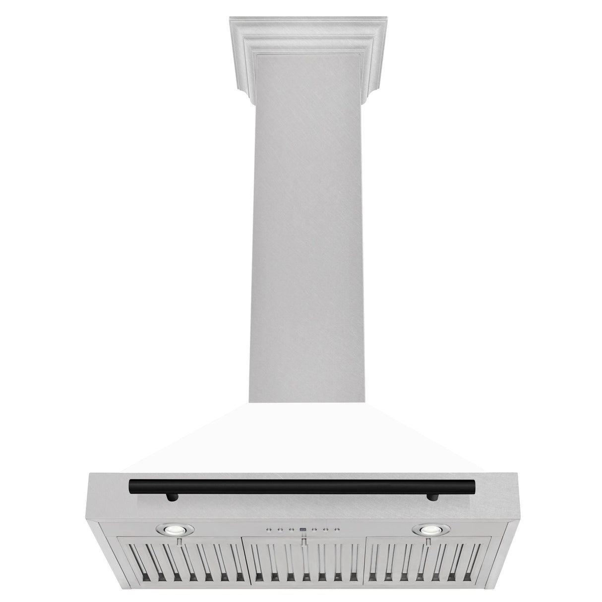 ZLINE 30 in. Autograph Edition Convertible Fingerprint Resistant DuraSnow Stainless Steel Range Hood with White Matte Shell and Champagne Bronze Handle (KB4SNZ-WM30-CB) [Color: Matte Black Accents]