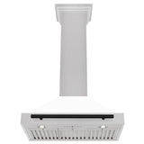 ZLINE 30 in. Autograph Edition Convertible Fingerprint Resistant DuraSnow Stainless Steel Range Hood with White Matte Shell and Champagne Bronze Handle (KB4SNZ-WM30-CB) [Color: Matte Black Accents]