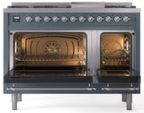 Nostalgie II 48 Inch Dual Fuel Liquid Propane Freestanding Range in Blue Grey with Chrome Trim