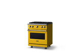 30"W. Sealed Burner Gas Range (Finish: Daffodil, Trim: Brushed Brass, Fuel: Propane)