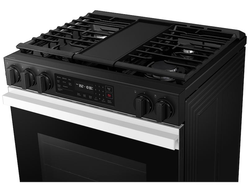 Bespoke 6.0 cu. ft. Smart Slide-In Gas Range with Air Fry & Precision Knobs in White Glass