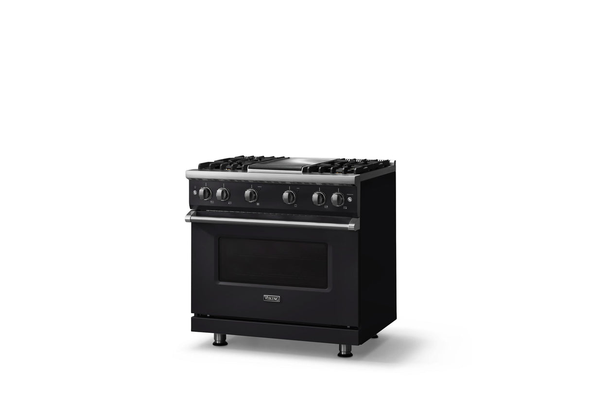 36"W. Sealed Burner Gas Range (Burner: 4g, Finish: Onyx, Trim: Polished Chrome, Fuel: Natural Gas)
