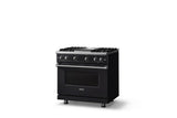 36"W. Sealed Burner Gas Range (Burner: 4g, Finish: Onyx, Trim: Polished Chrome, Fuel: Natural Gas)