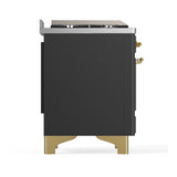 ILVE UMD40FNR3MGGLP Majestic III 40 inch Dual Fuel Range with 6 Burners and Griddle, Dual Function Burner up to 25,000 BTU (Liquid Propane, Triple Glass Door, Graphite Matte, Brass)