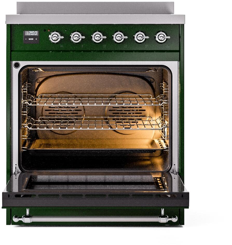 Nostalgie II 30 Inch Electric Freestanding Range in Emerald Green with Chrome Trim