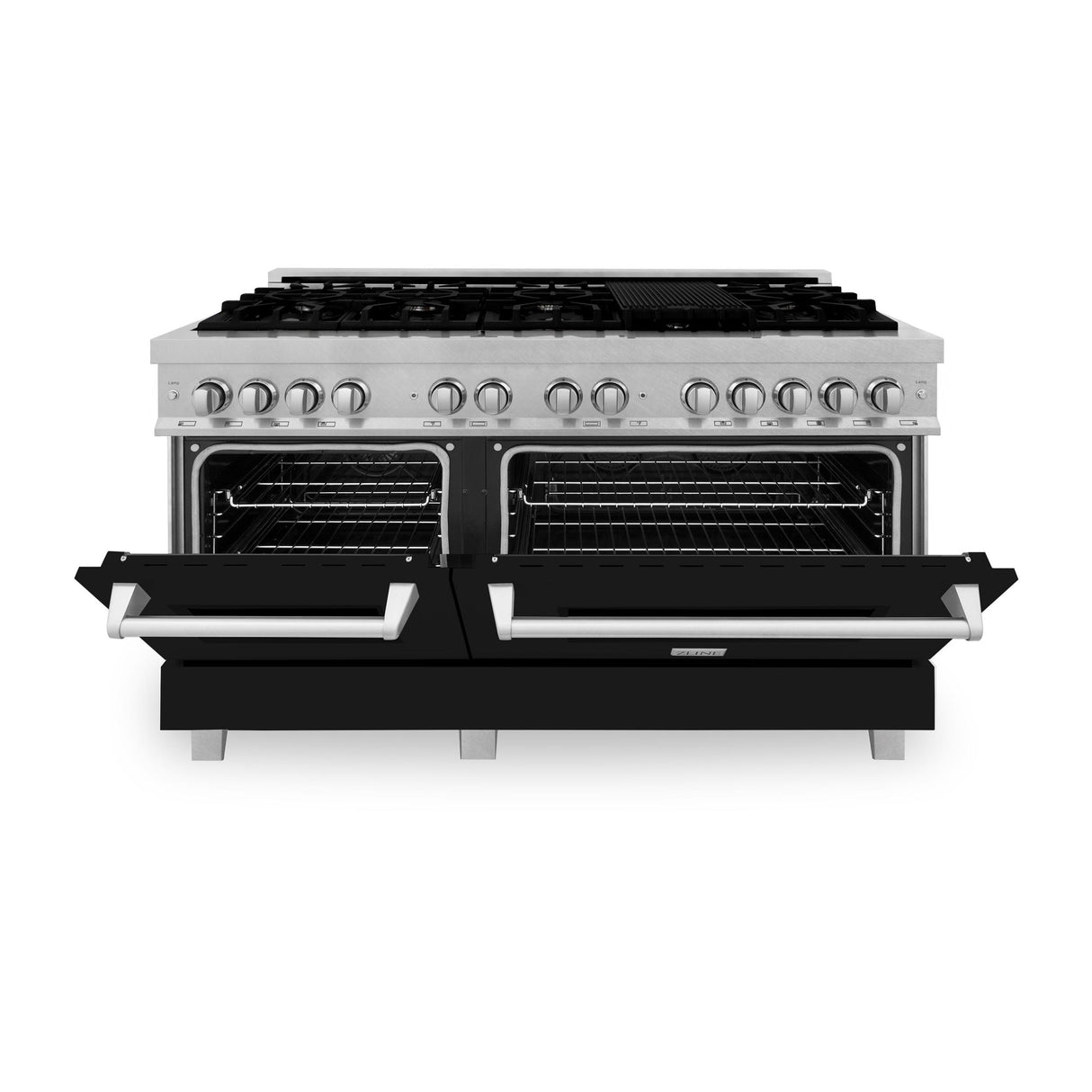 ZLINE 60 in. 7.4 cu. ft. Dual Fuel Range with Gas Stove and Electric Oven in DuraSnow Stainless Steel and Colored Door Options (RAS-60) [Color: DuraSnow Stainless Steel with Black Matte Door]