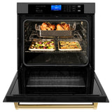 ZLINE 30" Autograph Edition Single Wall Oven with Self Clean and True Convection in Black Stainless Steel (AWSZ-30-BS) [Color: Gold]