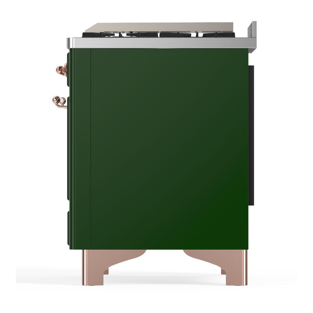 ILVE UM60FNR3EGP Majestic III 60 inch Dual Fuel Range with 9 Burners and Griddle, Dual Function Burner up to 25,000 BTU (Natural Gas, Triple Glass Door, Emerald Green, Copper)