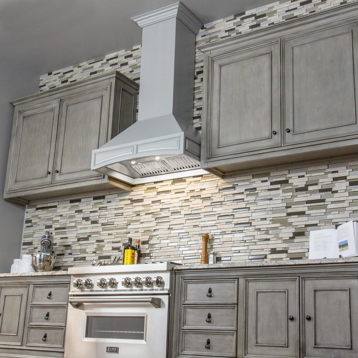 ZLINE 36" Wooden Wall Mount Range Hood in Gray - Includes Single Remote Motor (321UU-RS-36-400) [Size: 36 Inch, CFM: 400]
