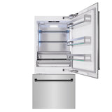 ZLINE Autograph Edition 36 in. 19.8 cu. ft. Built-In Bottom Freezer Refrigerator with Water Dispenser and Ice Maker in Stainless Steel with Matte Black Accents (RBITZ-304-36MB)