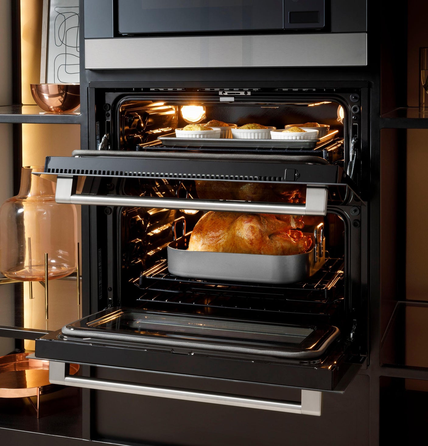 Café™ 30" Duo Smart Single Wall Oven in Platinum Glass