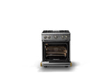 30"W. Sealed Burner Gas Range (Finish: Stainless Steel, Trim: Brushed Brass, Fuel: Propane)