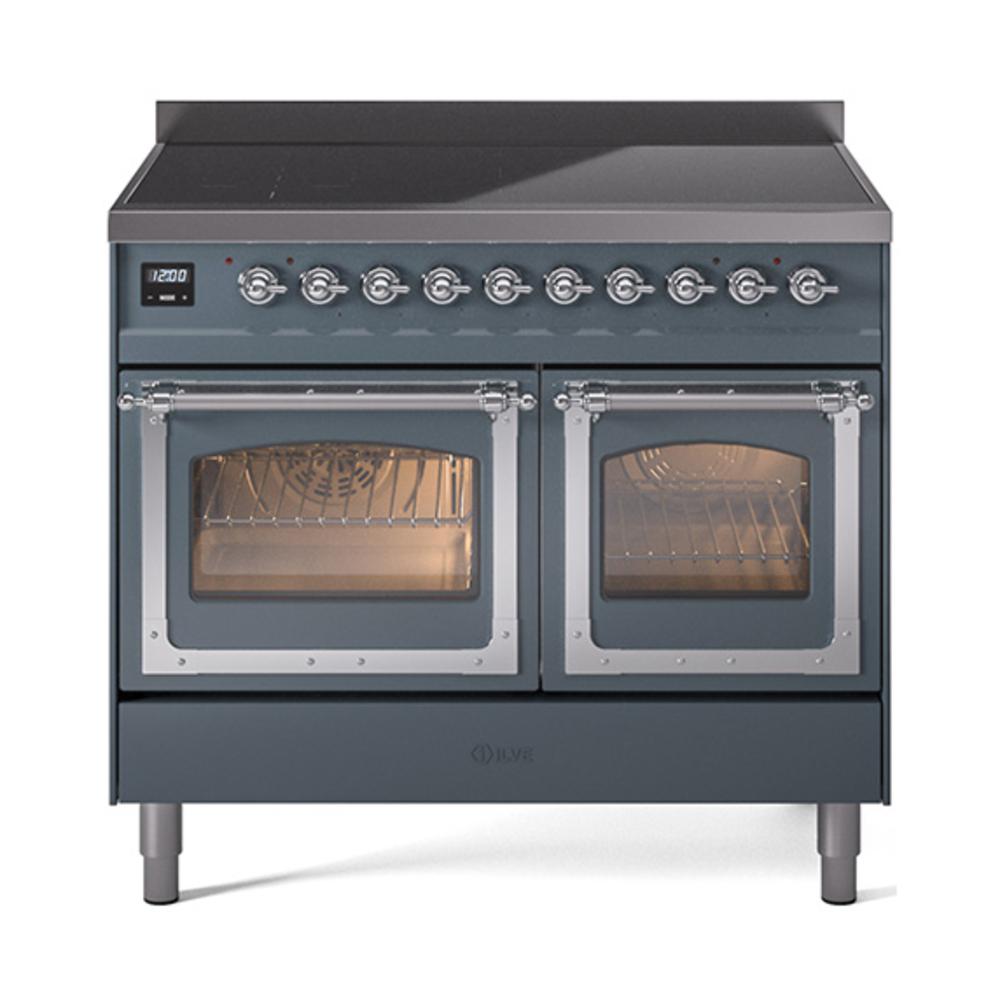 ILVE UNDI406NMPBGC Nostalgie II Noblesse 40 inch Induction Range (Triple Glass Door, Blue Grey, Chrome)