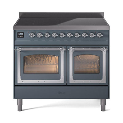 ILVE UNDI406NMPBGC Nostalgie II Noblesse 40 inch Induction Range (Triple Glass Door, Blue Grey, Chrome)