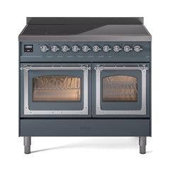 ILVE UNDI406NMPBGC Nostalgie II Noblesse 40 inch Induction Range (Triple Glass Door, Blue Grey, Chrome)