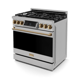 36 Inch Professional Gas Range With Tilt Panel Touch Control In Stainless Steel/bronze  Gordon Ramsay Series