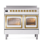 ILVE UNDI406NMPWHG Nostalgie II Noblesse 40 inch Induction Range (Triple Glass Door, White, Brass)