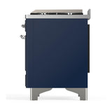 ILVE UM48FNR3MBC Majestic III 48 inch Dual Fuel Range with 8 Burners and Griddle, Dual Function Burner up to 25,000 BTU (Natural Gas, Triple Glass Door, Midnight Blue, Chrome)