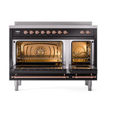 ILVE UNI486QNMPBKP Nostalgie II Noblesse 48 inch Induction Range (Solid Door, Glossy Black, Copper)