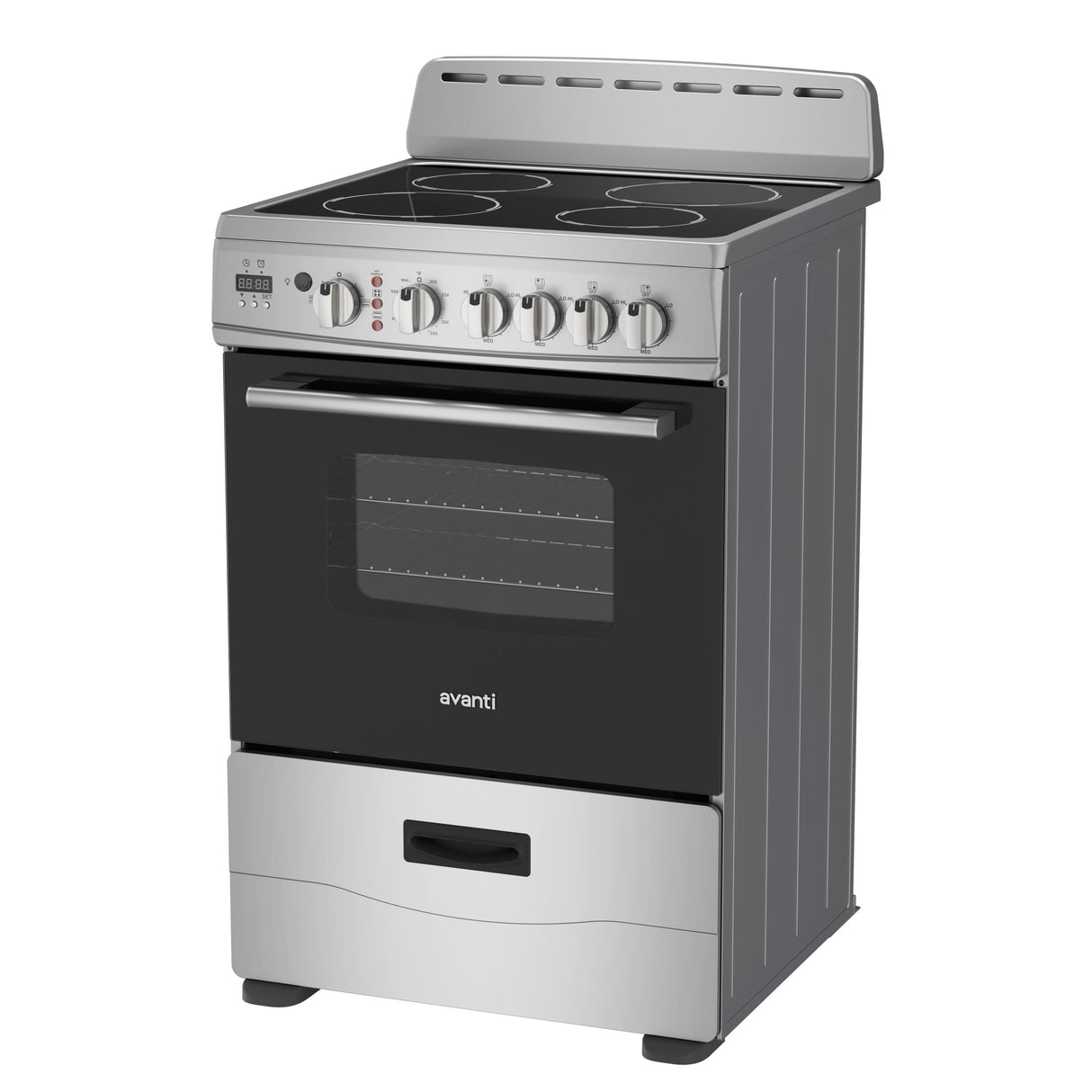 Avanti 24-Inch Freestanding Electric Range with Ceramic Glass Cooktop and Digital Timer, in Stainless Steel (CERU240P3S)