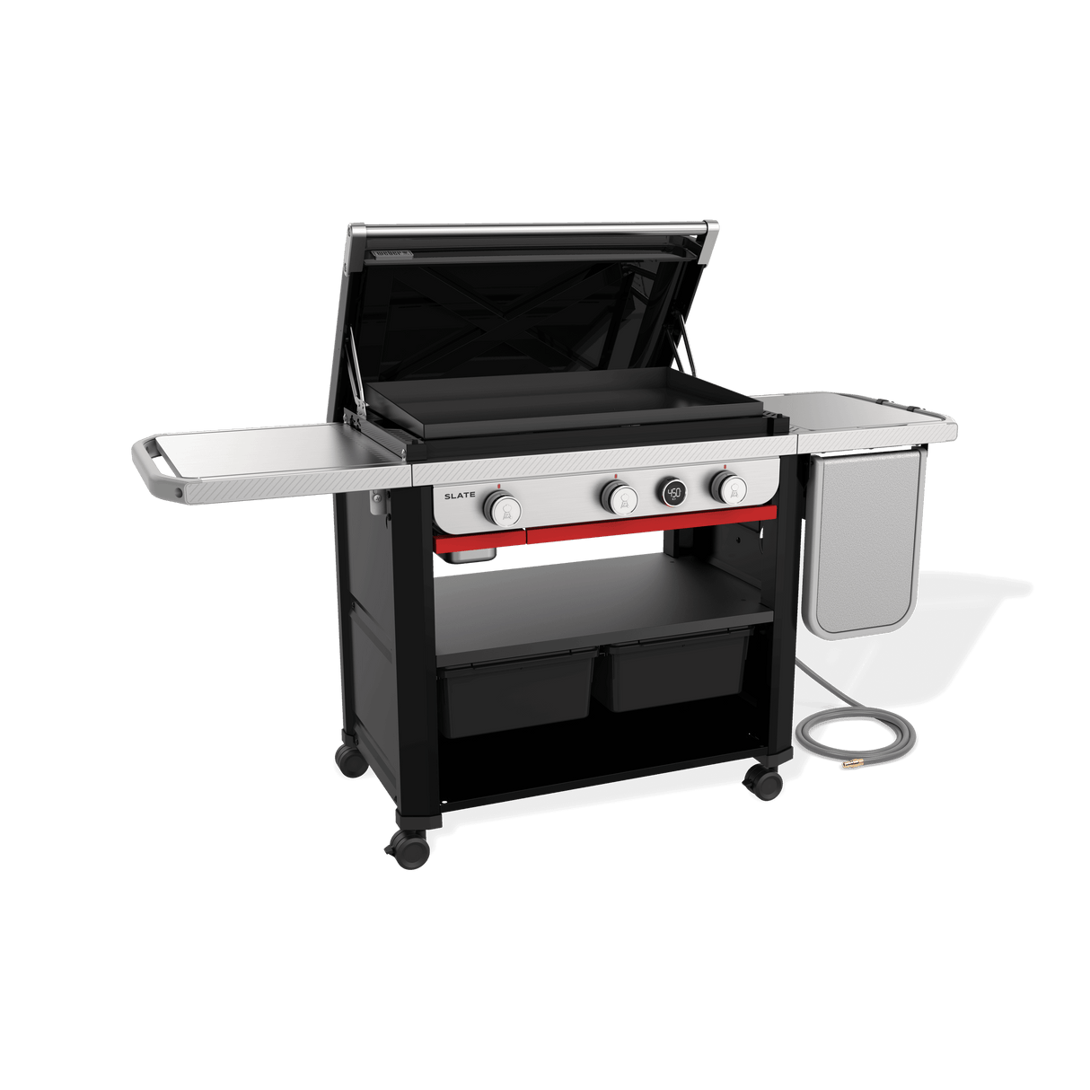 Slate® 30" Rust-Resistant Griddle with Extendable Side Table (Natural Gas) - Black