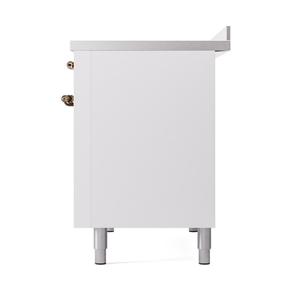 ILVE UNI486QNMPWHB Nostalgie II Noblesse 48 inch Induction Range (Solid Door, White, Burnished)