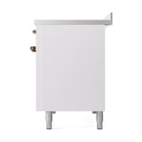 ILVE UNI486QNMPWHB Nostalgie II Noblesse 48 inch Induction Range (Solid Door, White, Burnished)