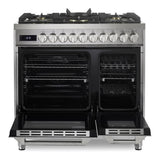 Verona VUFSGE365DSS 36 inch Ultima Collection Double Oven Dual Fuel Range with 5 Brass Burners, 4.1 cu. ft. Total Oven Capacity