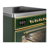 ILVE UMIB30NR3EGG Majestic III 30 inch Induction Range with 4 Elements, 4 cu. ft. Oven Capacity (Triple Glass Door, Emerald Green, Brass)