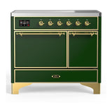 ILVE UMDIB40QNR3EGG Majestic III 40 inch Induction Range with 6 Elements, 3.82 cu. ft. Total Oven Capacity (Solid Door, Emerald Green, Brass)