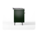 ILVE UN48FSQNMPEGP Nostalgie II Noblesse 48 inch Dual Fuel Range (5 Sealed Burners + Griddle + French Top, Natural Gas, Solid Door, Emerald Green, Copper)