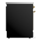 ILVE UMIB30QNR3BKG Majestic III 30 inch Induction Range with 4 Elements, 4 cu. ft. Oven Capacity (Solid Door, Glossy Black, Brass)