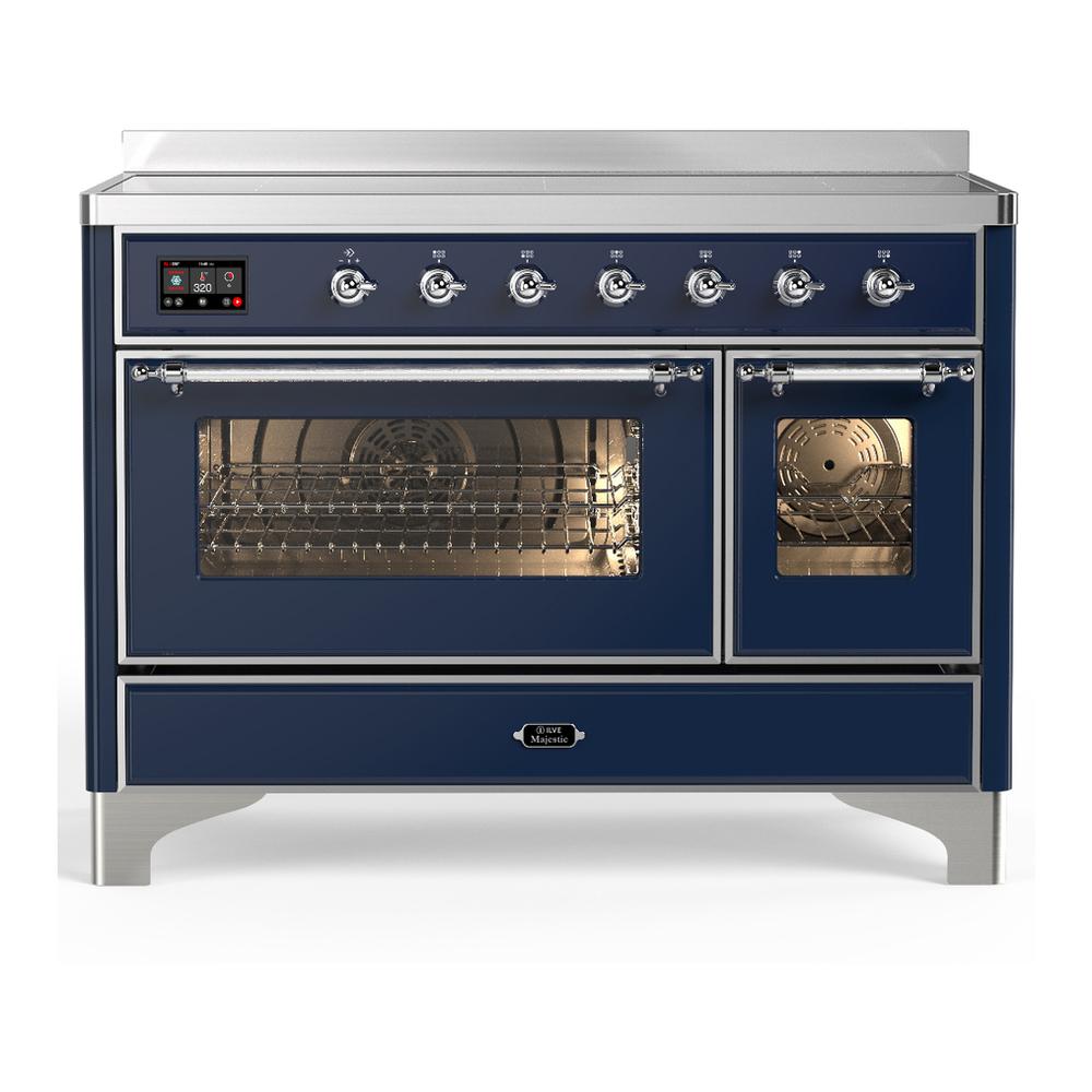 ILVE UMIB48NR3MBC Majestic III 48 inch Induction Range with 6 Elements, 5.02 cu. ft. Total Oven Capacity (Triple Glass Door, Midnight Blue, Chrome)