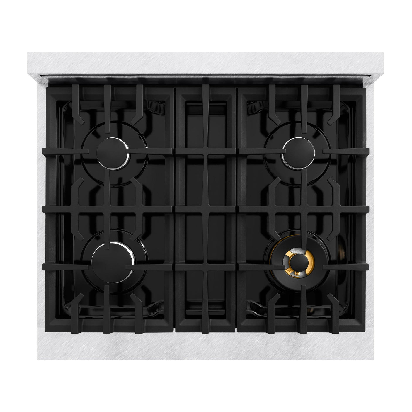 ZLINE 30 in. 4.2 cu. ft. Classic Gas Range with 4 Burner Cooktop and Convection Gas Oven in DuraSnow' Stainless Steel with Black Matte Door (CGRS-BLM-30)