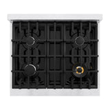 ZLINE 30 in. 4.2 cu. ft. Classic Gas Range with 4 Burner Cooktop and Convection Gas Oven in DuraSnow' Stainless Steel with Black Matte Door (CGRS-BLM-30)