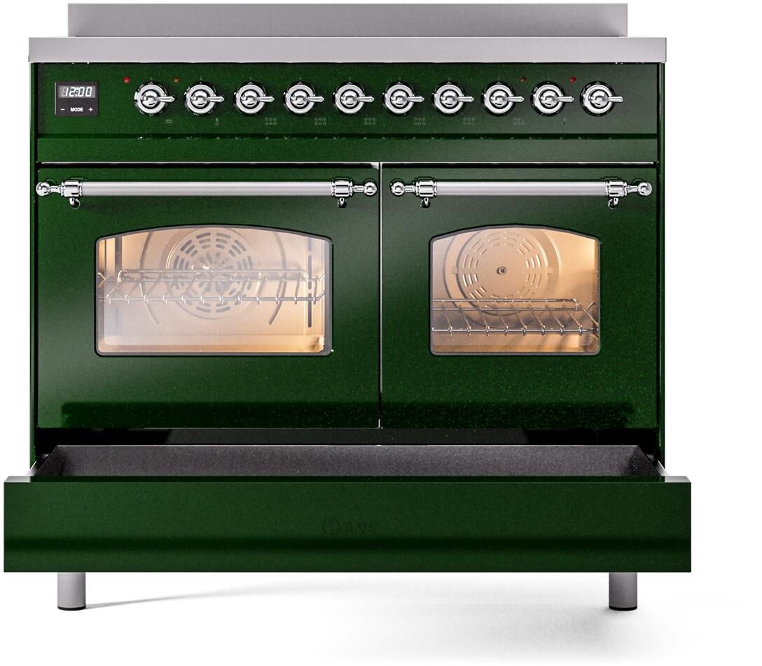 Nostalgie II 40 Inch Electric Freestanding Range in Emerald Green with Chrome Trim