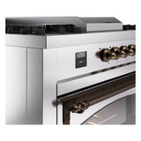 ILVE UN60FSNMPSSBLP Nostalgie II Noblesse 60 inch Dual Fuel Range (7 Sealed Burners + Griddle + French Top, Liquid Propane, Triple Glass Door, Stainless Steel, Burnished)