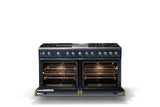 60"W.Dual Fuel Range (Finish: Slate Blue, Trim: Polished Chrome, Fuel: Propane)