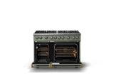 48"W. Sealed Burner Gas Range (Burner: 8b, Finish: Eucalyptus, Trim: Brushed Brass, Fuel: Natural Gas)