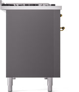 Nostalgie II 48 Inch Dual Fuel Natural Gas Freestanding Range in Matte Graphite with Brass Trim