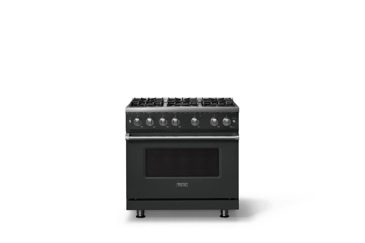 36"W. Sealed Burner Gas Range (Burner: 6b, Finish: Antique Bronze, Trim: Polished Chrome, Fuel: Natural Gas)