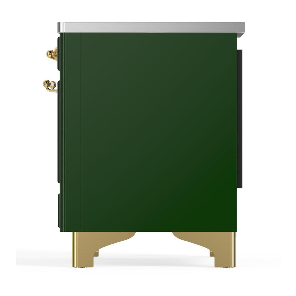 ILVE UMIB36QNR3EGG Majestic III 36 inch Induction Range with 6 Elements, 3.5 cu. ft. Total Oven Capacity (Solid Door, Emerald Green, Brass)
