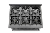 36 Inch Professional Gas Range In Black Stainless Steel