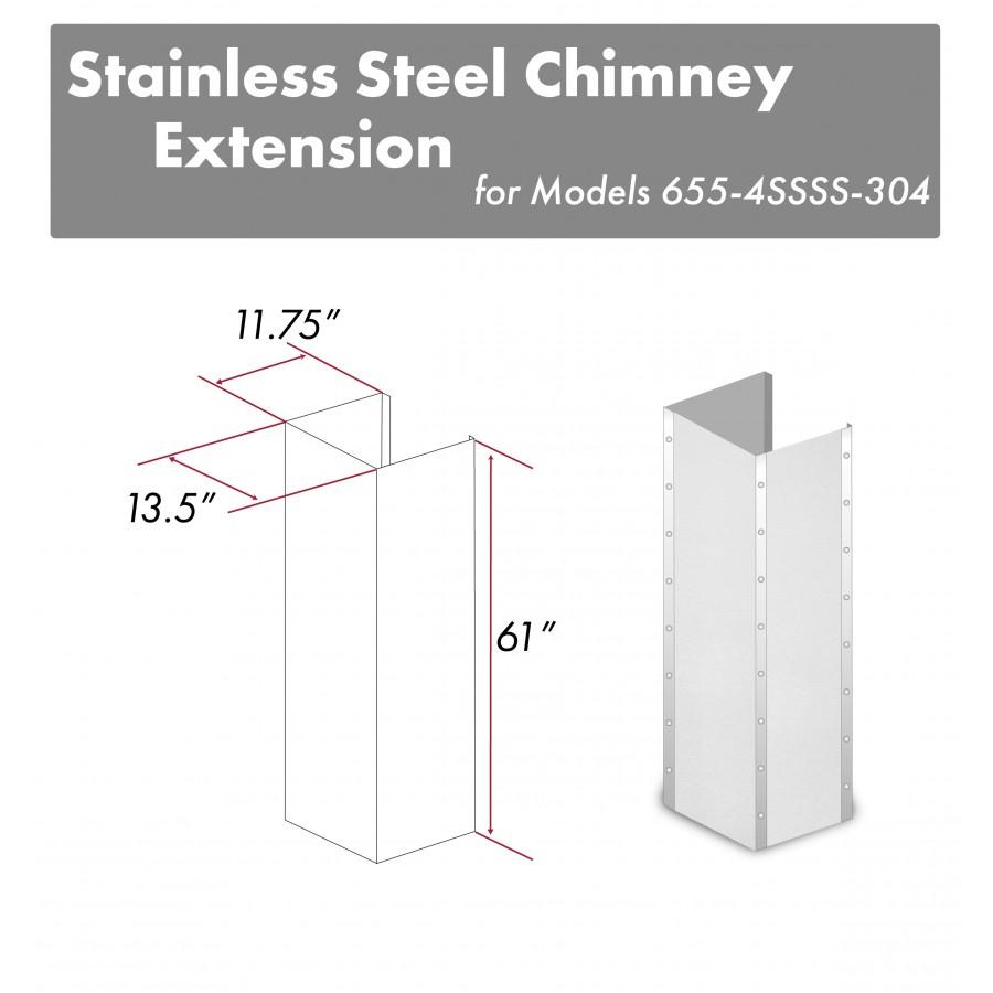 ZLINE 61" DuraSnow Stainless Steel Extended Chimney and Crown (655-4SSSS-36-304-E)