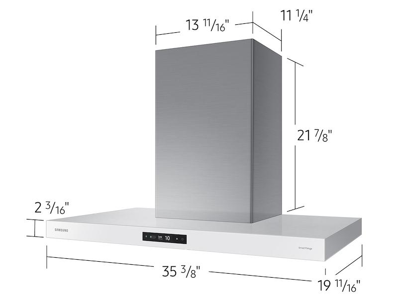 36" Bespoke Smart Wall Mount Hood with LCD Display in Clean White
