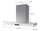 36" Bespoke Smart Wall Mount Hood with LCD Display in Clean White
