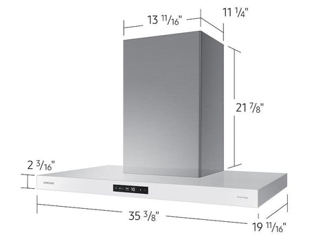 36" Bespoke Smart Wall Mount Hood with LCD Display in Clean White